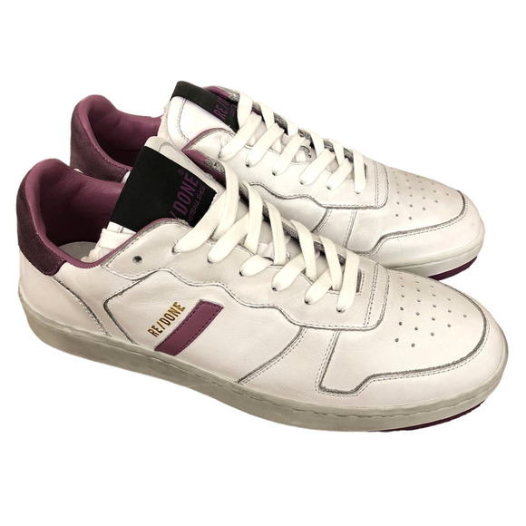 RE/DONE 80s Basketball Sneakers Leather Suede Low Top Shoes White Purple NWB 37 - Picture 1 of 9